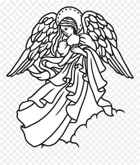 Transparent Weeping Angel Png Angel Line Drawing Clipart 5545615