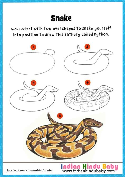 Her attire can also be full of meaning. Teach your kid to draw Snake with simple drawing tips ...