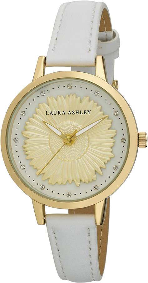 Laura Ashley Womens La31098yg Gold Roundsunflower Dial Strap Watch