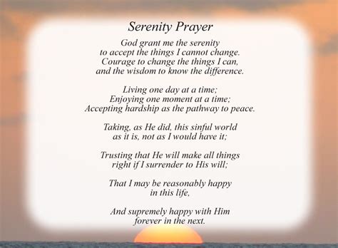 Serenity Prayer Full Version Free Religious Poems