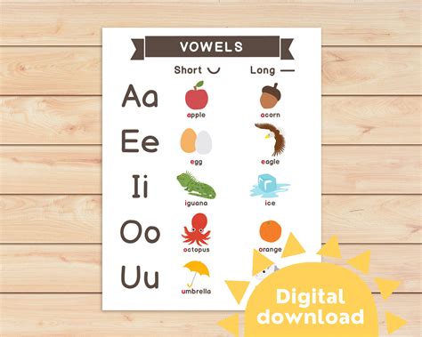 Vowels Chart Learning Vowels Alphabet Busy Book Binder Etsy