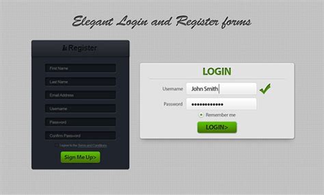 Free Elegant Register And Login Form Design Psd Titanui