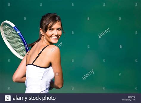 A Tennis Player Smiles At Camera Stock Photo Alamy
