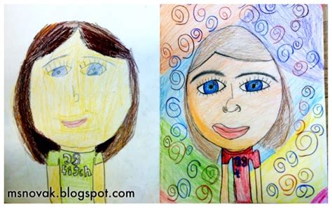 3rd Grade Pre And Post Self Portaits Facial Proportions Observation
