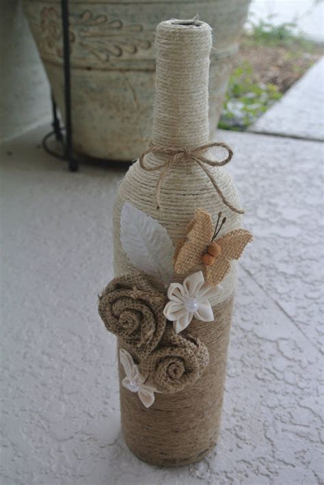 Rustic Decorated Wine Bottle Twine Wrapped Wine Bottle Etsy Wrapped