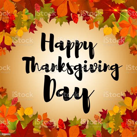 Happy Thanksgiving Day Greeting Card Template Stock Illustration