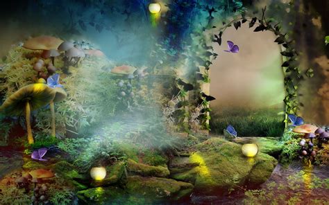 Fantasy Forest Village Fairy Enchanted Forest Wallpaper