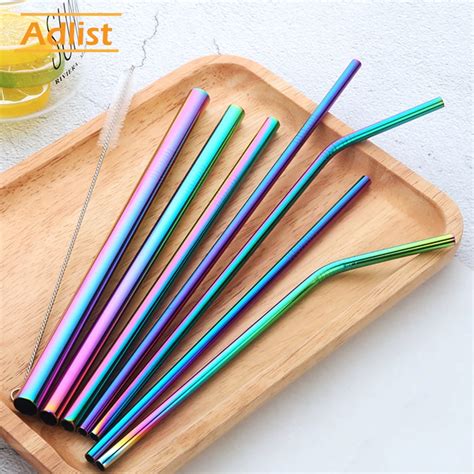 Reusable Colorful Stainless Steel Drinking Straws Tea Coffee Drinking