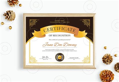 Certificate Of Recognition Template Certificate Of Etsy