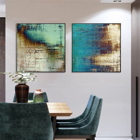 2 Pieces Wall Art Abstract Geometric Print On Canvas Set Of 2 Etsy