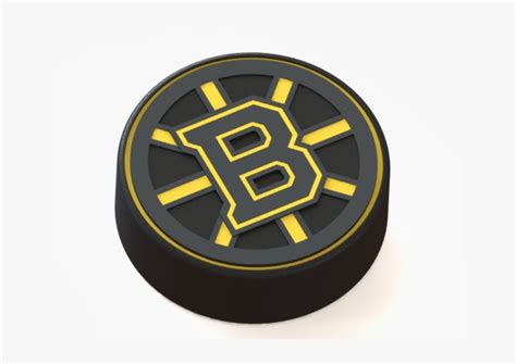 Boston Bruins Logo On Hockey Puck 3d Print Bruins Hockey Puck Logo