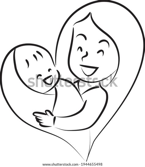Vector Cartoon Mom Baby Heart Shape Stock Vector Royalty Free