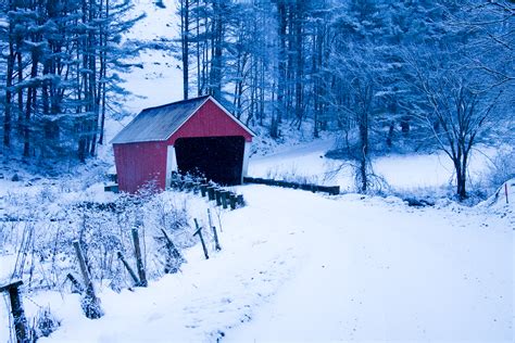 Vermont Covered Bridge In Snow New England Today