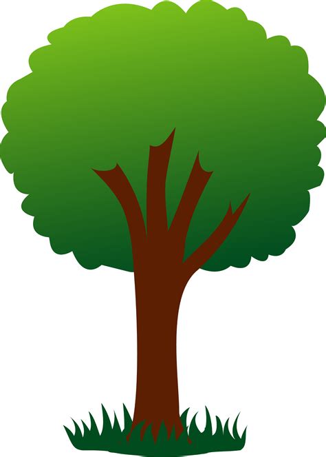 Simple Green Tree In Grass Free Clip Art