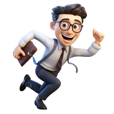 3d illustration diligent office worker 3d cartoon character cartoon office worker smiling and