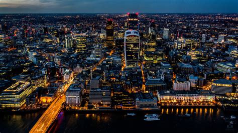 London Skyline By Night 4k Wallpaper Desktop Background A Photo On