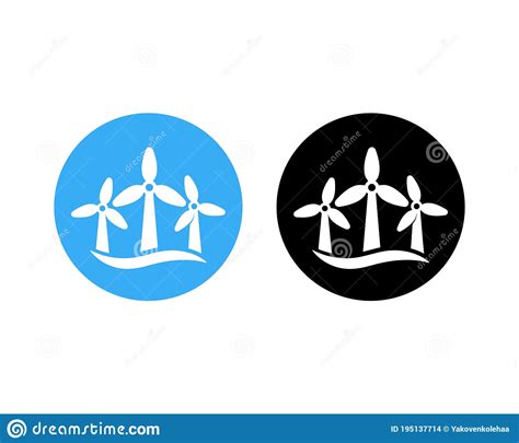 Wind Turbines Icon Set Label Wind Farm Energy Sign Green Electricity