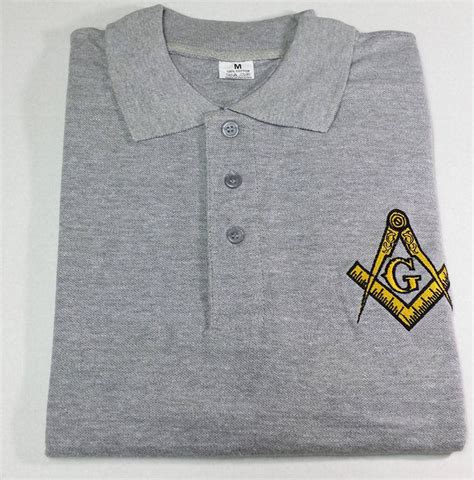 Grey Masonic Polo Shirt With Embroidered G Logo And Square Etsy