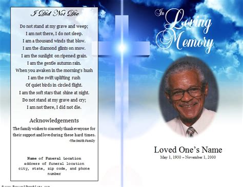 cross single fold funeral program