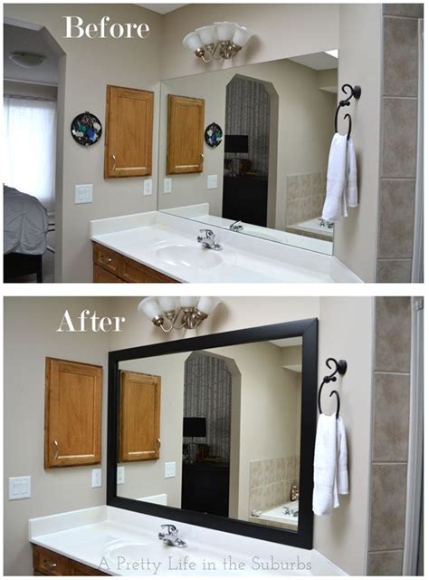 I framed one of our bathroom mirrors and wanted a different approach for the next bathroom. 31 best images about Frame bathroom mirror on Pinterest
