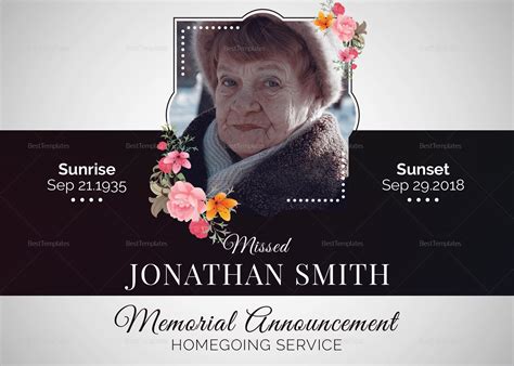 Again, this isn't the time to. Death and Funeral Announcement Template in Adobe Photoshop ...