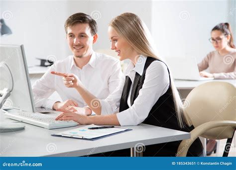 Business People Working With Computer Stock Image Image Of Caucasian