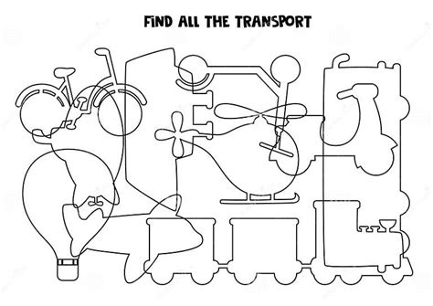 Find All The Transport Find All Silhouettes Logical Puzzle For Kids