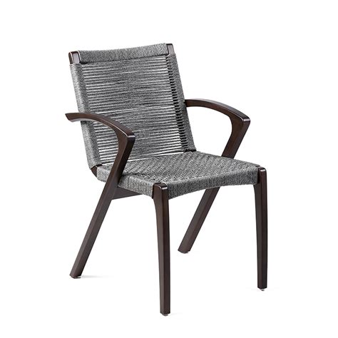 Brielle Outdoor Dark Eucalyptus Wood And Grey Rope Dining Chairs Set
