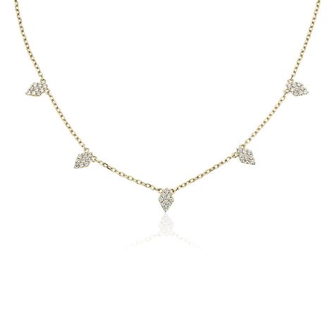 Fancy Shape Diamond Station Necklace In 14k Yellow Gold 14 Ct Tw