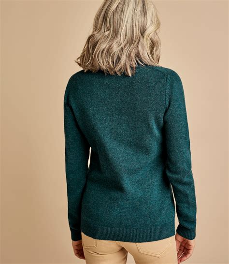 Thyme Marl Womens Lambswool Crew Neck Jumper Woolovers Uk