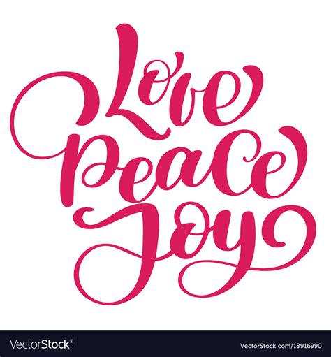 Love Peace Joy Christmas Quote Ink Hand Lettering Vector Image