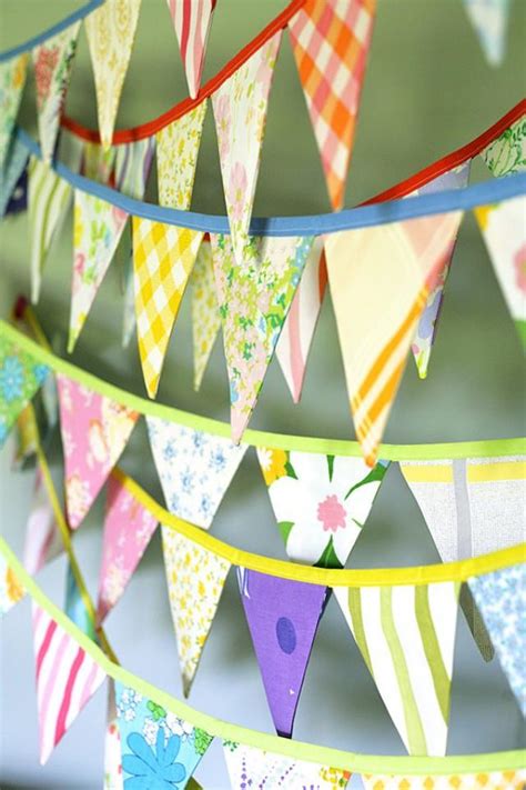 Colorful Bunting Banner Vintage Fabric Flag Garland Baby Shower