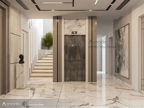 Apartments Building Entrance Hall Area Foyer Lobby With Elevator