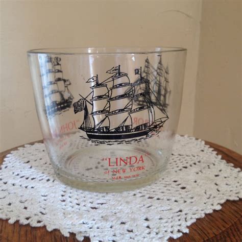 Vintage S Hazel Atlas Bibby Clipper Sailing Ship Nautical Glass Ice