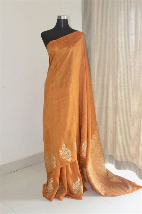 Dupion Pure Raw Silk Saree With Block Print Raw Silk Saree Silk Sarees Online Shopping Raw Silk