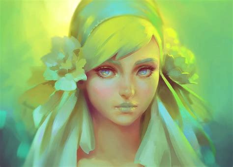 3840x2160px 4k Free Download Girl Art Viccolatte Woman Fantasy Portrait Flower Green