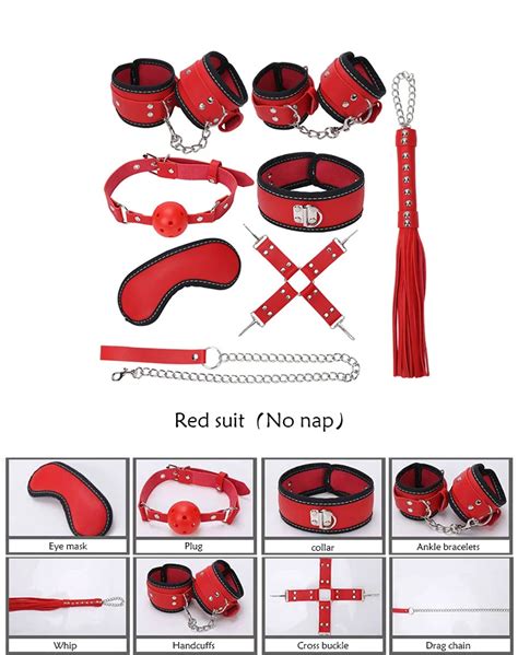 Erotic Blindfold Handcuffs Collars Leather Whip Anklet Kit For Couples Bdsm Slave Sex Games