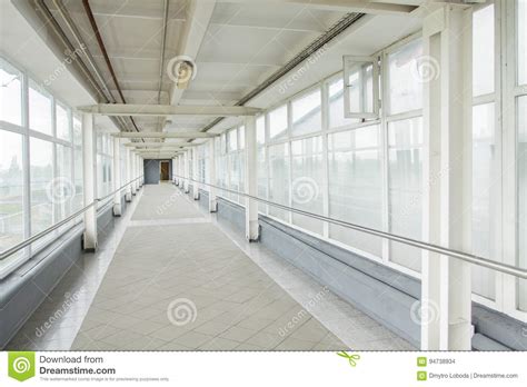 Image Of Big Windows Passing Daylight Inside Office Building Stock