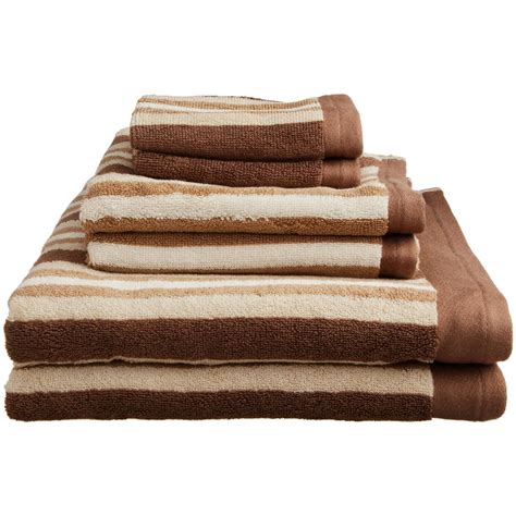 Striped 6 Piece Bath Towel Set Premium Long Staple Cotton 4 Colors Ebay
