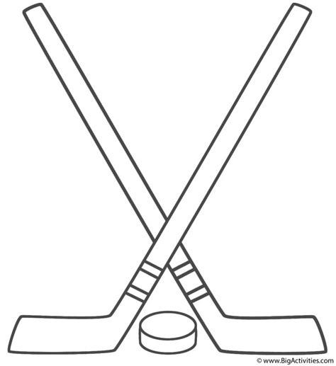 Hockey Sticks And Puck Coloring Page