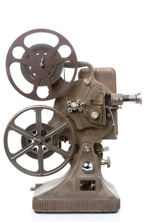 Vieux Projecteur De Film Disolement Sur Le Blanc Image Stock Image Du Hollywood Bobine 23105821