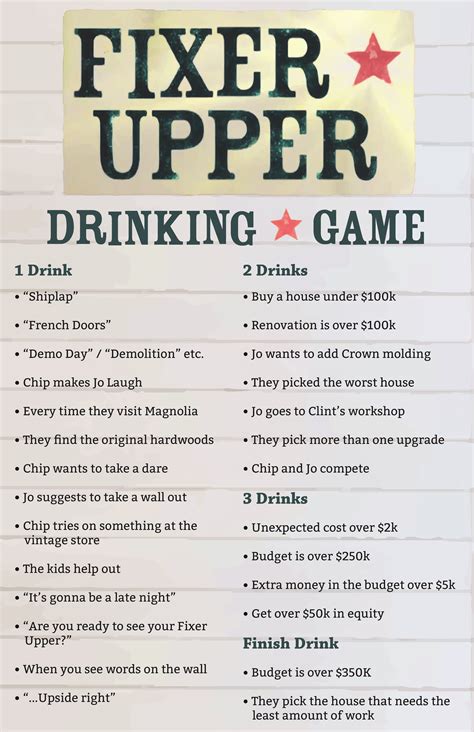 I Made A Fixer Upper Drinking Game I Hope You Guys Like It I Worked Hard On Designing The