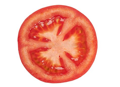 Tomato Slice Top View Isolated On White With Clipping Path Stock Image