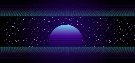 80s Retro Sci Fi Background With Sunrise Or Sunset Download Free