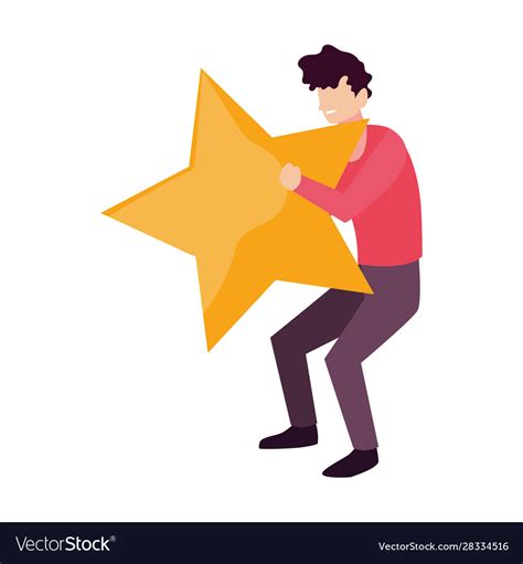 Man With Star Golden On White Background Vector Image