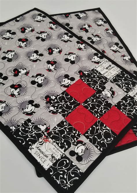 Mickey Mouse Disney Placemats In Black White Gray And Red For