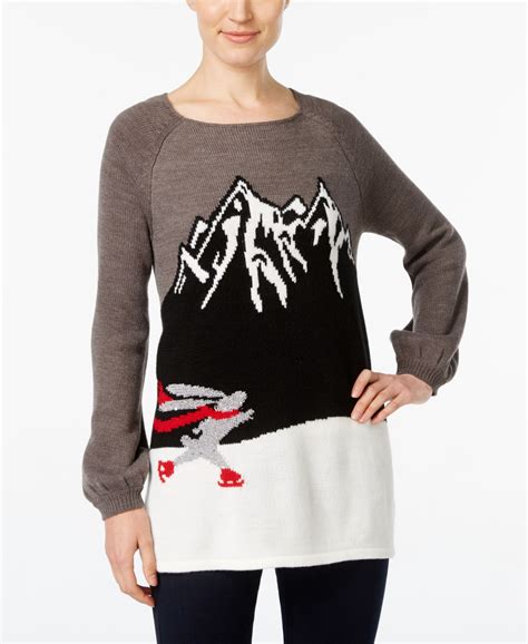 style and co skating bunny graphic sweater only at macy s sweaters sweater outfits fall long