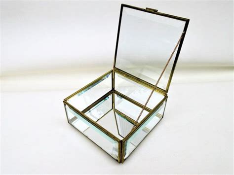 Vintage Brass Glass Box Glass Case Display Case Beveled Etsy Glass Boxes Vintage Brass