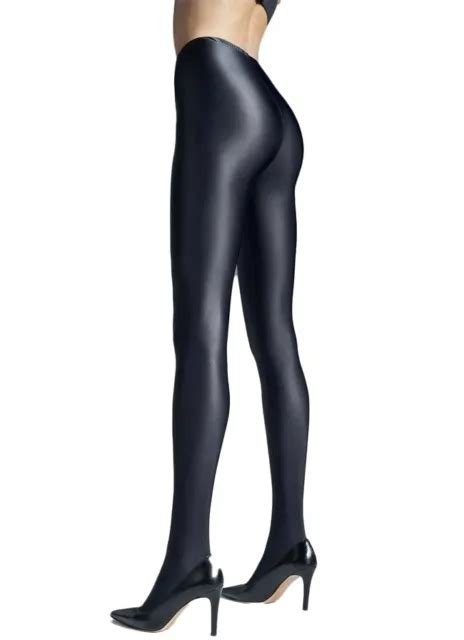 womens 120 denier satin gloss opaque tights sexy shiny black pantyhose gatta b eur 20 72