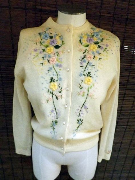 Check out our floral knit sweater selection for the very best in unique or custom, handmade pieces from our sweaters shops. Vintage 50s Floral Embroidered Cream Cardigan M | Sweater ...